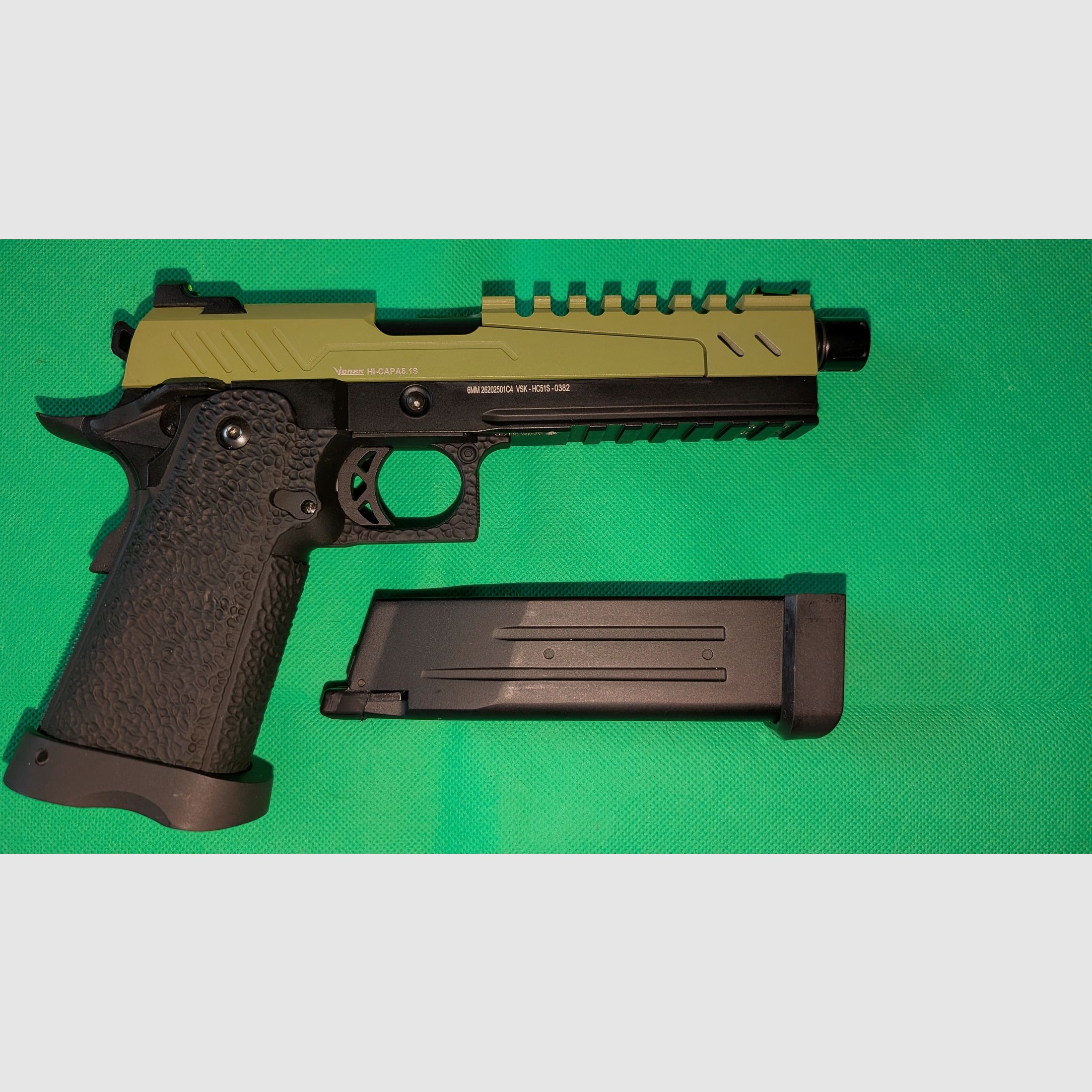 Vorsk Airsoft Hi-Capa 5.1 Split-Slide Vollmetall GBB 6mm BB inkl. Pistolenkoffer, versandkostenfrei in D