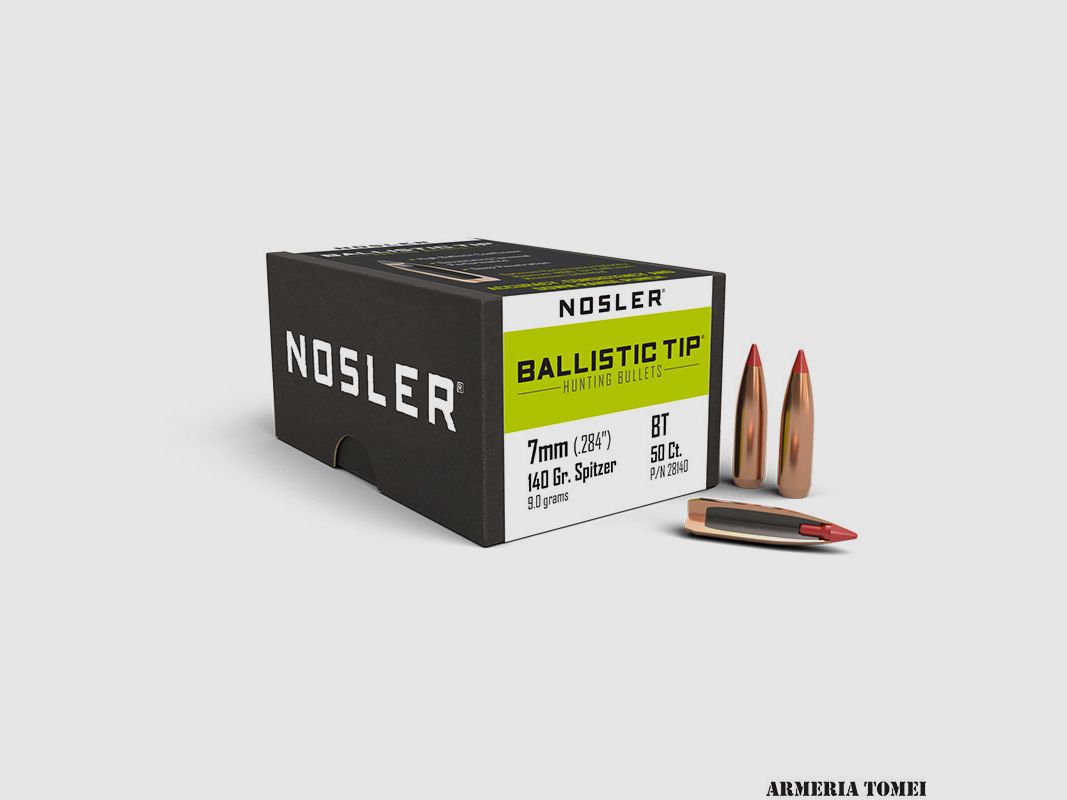 PALLE – NOSLER – BALLISTIC TIP 7mm (.284″) 140gr Spitzer 9.0grams (50pz)