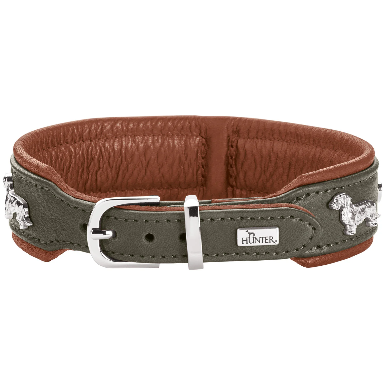 Collare Hunter Teckel Monaco in Verde/Cognac, immagine 2 di 6
