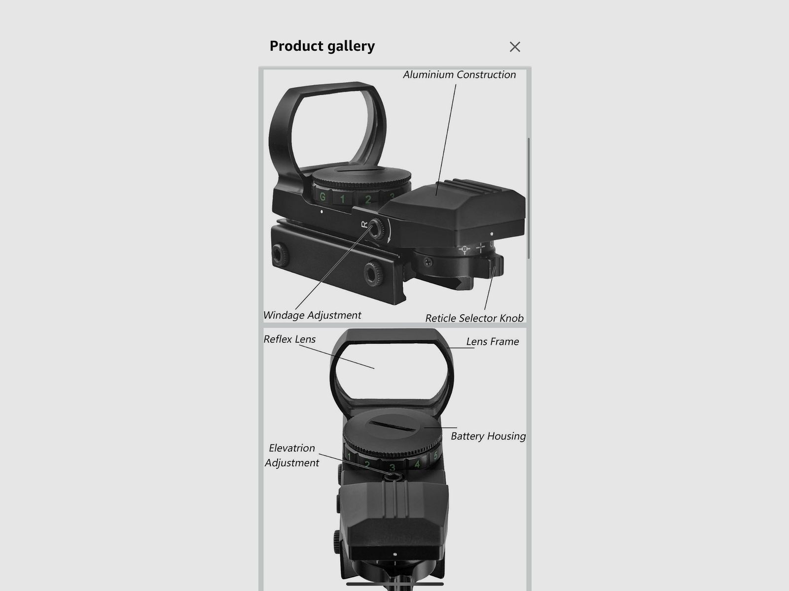 Rotpunktvisier, Rotpunktreflexvisier, Rot-Grün mit taktischen 4 Absehen für 20mm/22mm Weaver- oder Picatinny-Schienen Systeme