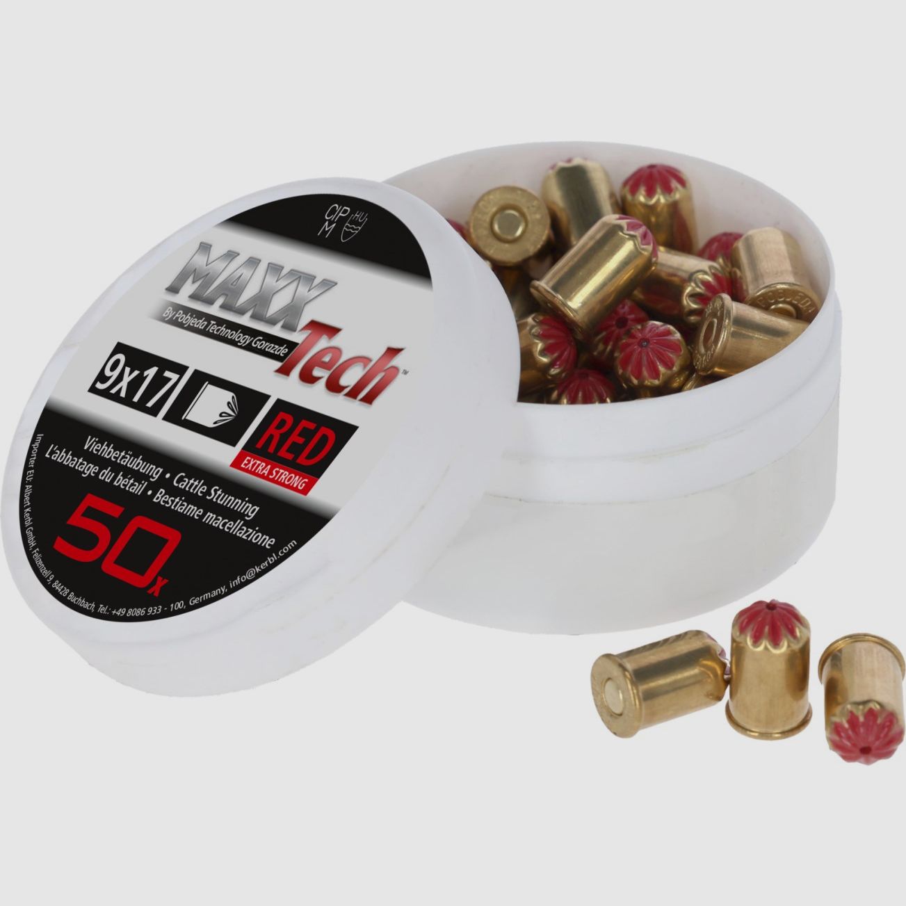 MAXXTech proiettili di stordimento per animali cal. 9x17 rossi 50 pz.