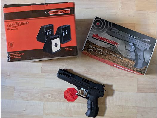 Weihrauch HW 40 PCA luchtpistool kaliber 4,5mm diabolo met kogelvanger en doelwitten