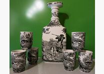 Set da liquore Villeroy & Boch decor "Artemis", bottiglia + 6 bicchierini, vetro-porcellana -