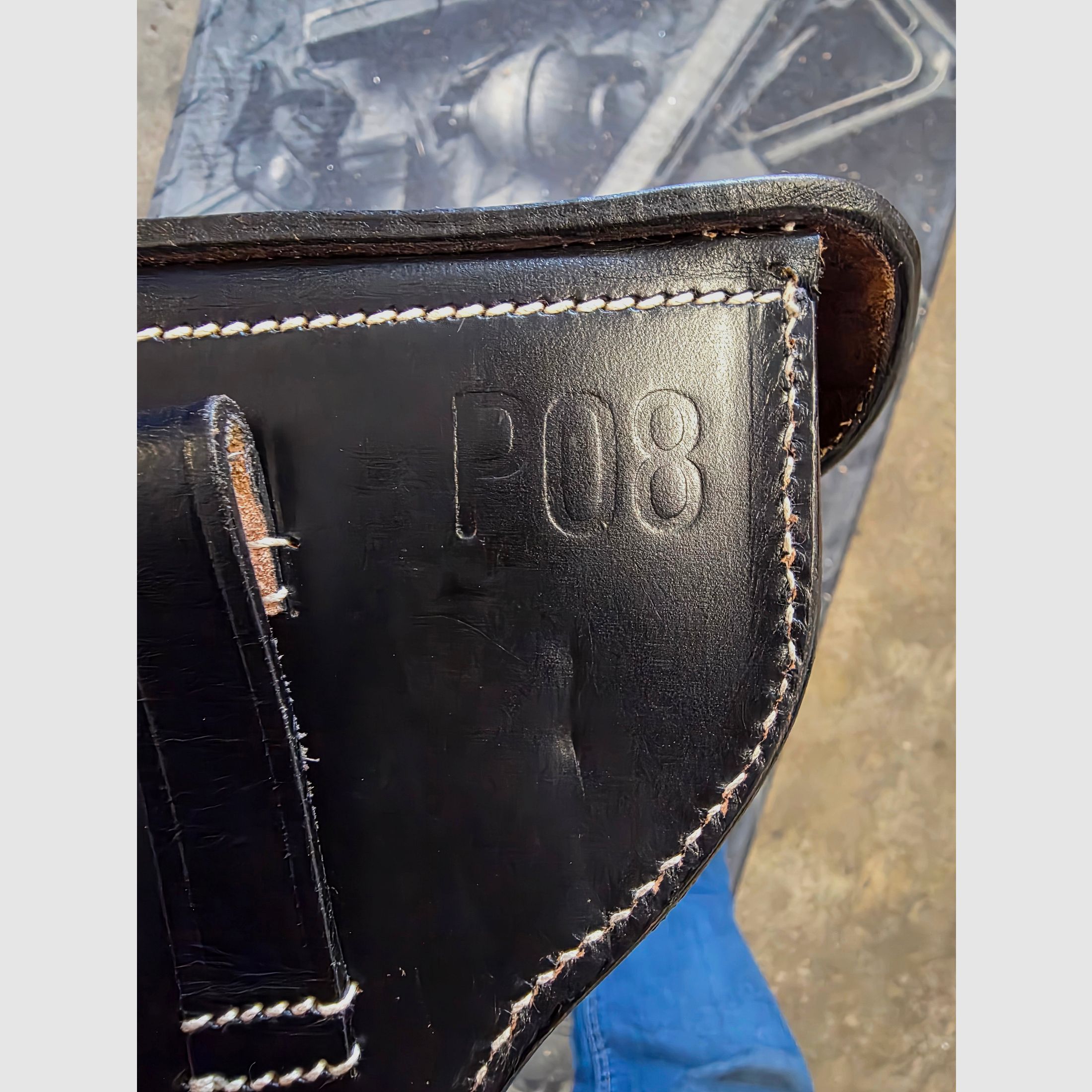 WH Holster WK2 Koffer MAUSER P08 Luger , Leder Schwarz , neufertigung / Reproduktion P.08