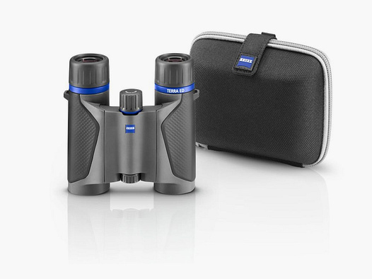 ZEISS Terra ED Pocket 8x25 verrekijker met schouderriem en tas zwart-grijs