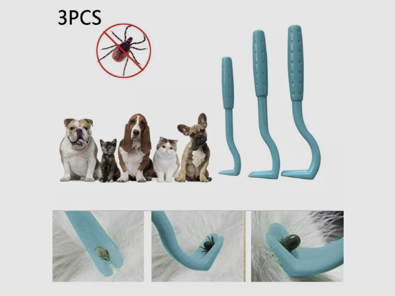 Zeckenhaken gegen Zecken für Hunde, Katzen und andere Haustiere. Set mit 3 Stück. (Zeckenzange), Bild 4 von 6