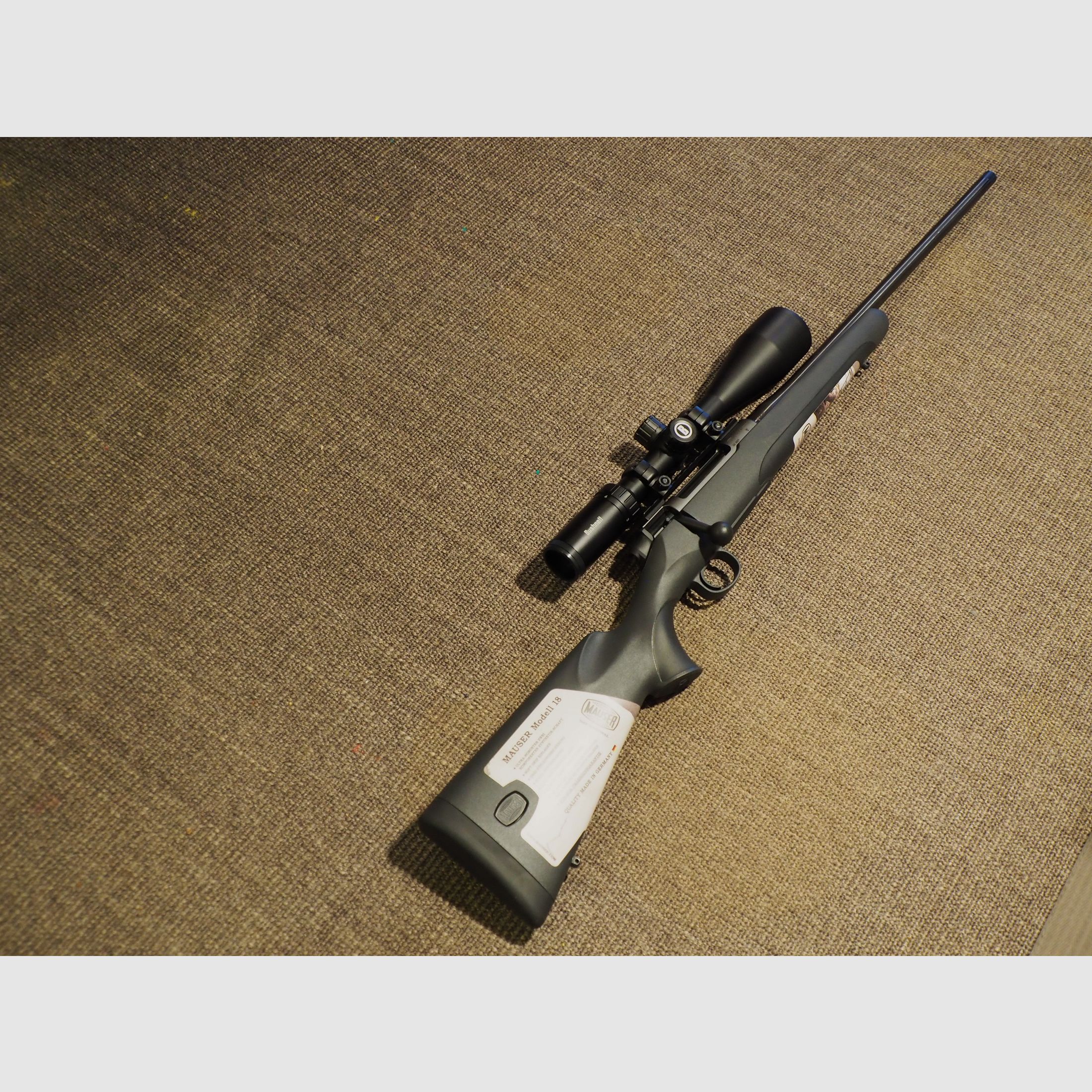 Sehr schöne Mauser, Modell 18, Kaliber 8x 57 IS mit Zielfernrohr Bushnell Prime 3-12x56, Neu 2022 gekauft, ungebraucht!
