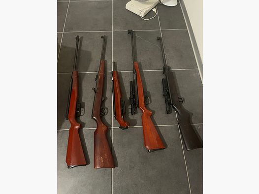 Fünf  Luftgewehre abzugeben. 1 Gewehr Suhl. 1 Gewehr Umarex. 3 Gewehre Lion Brand. Siehe Photo. 