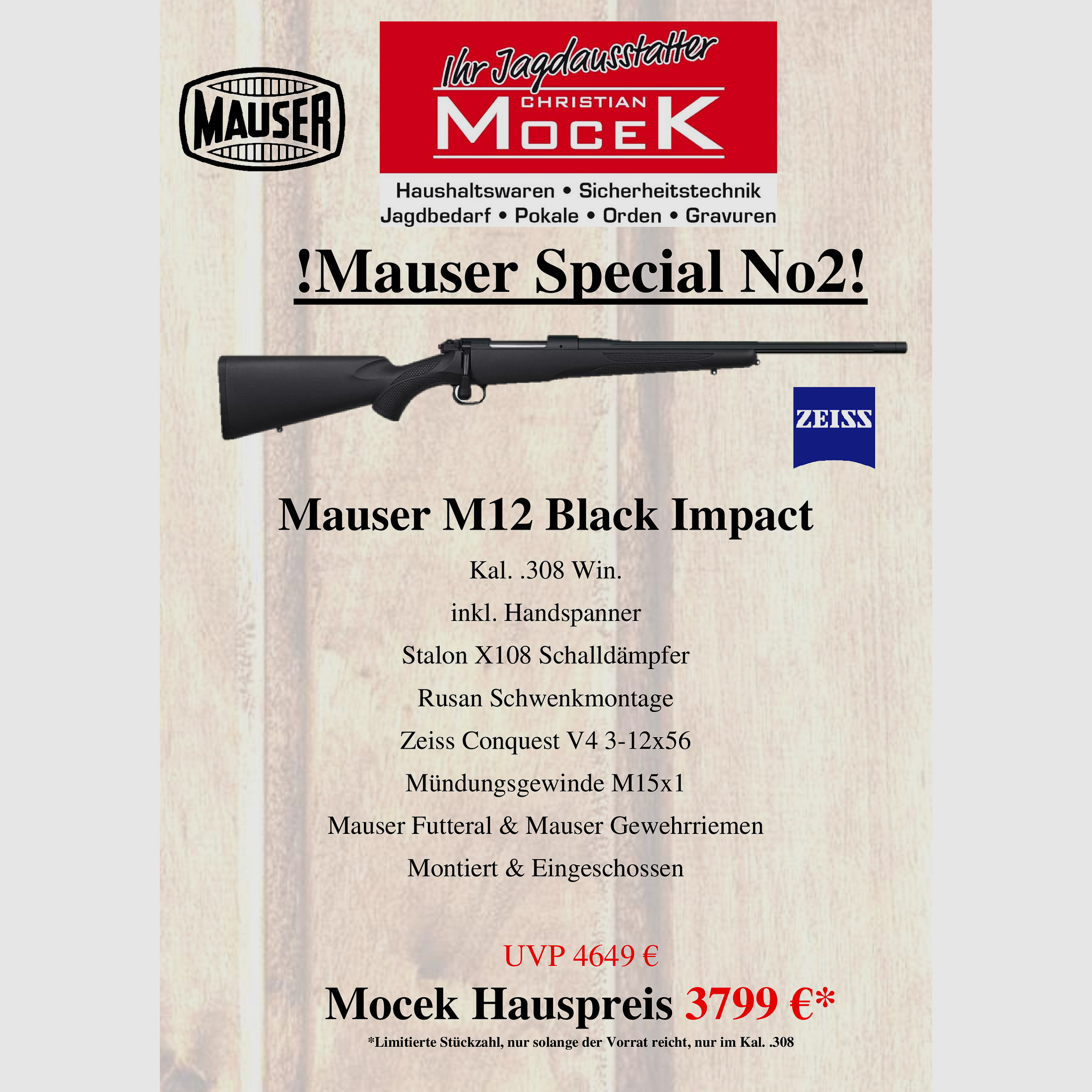 Mauser M12 Black Impact, mit Zeiss Conquest V4 3-12x56