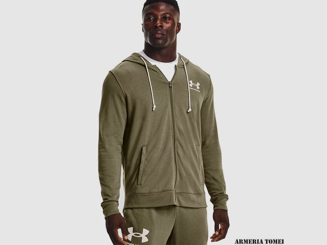 UNDER ARMOUR – HEREN – RIVAL TERRY FULL ZIP Tent / Onyx White, afbeelding 3 van 4