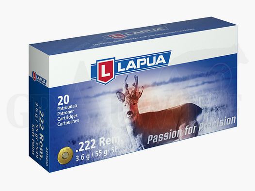 .222 Remington 55 gr / 3,6 g Lapua TM-Geschoss Patronen 20 Stück