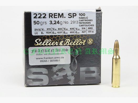 Sellier&Bellot .222 Rem. SP 50gr. 3,24g 100 Stück 2002471