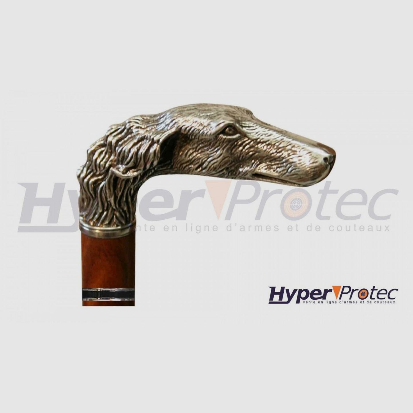 Hundeschwertstock mit bronzefarbenem Griff und kreuzförmiger Klinge