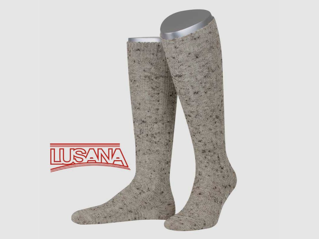 Lusana Chaussettes Trachten Loden Tweed Beige Moyen Mélangé (9)