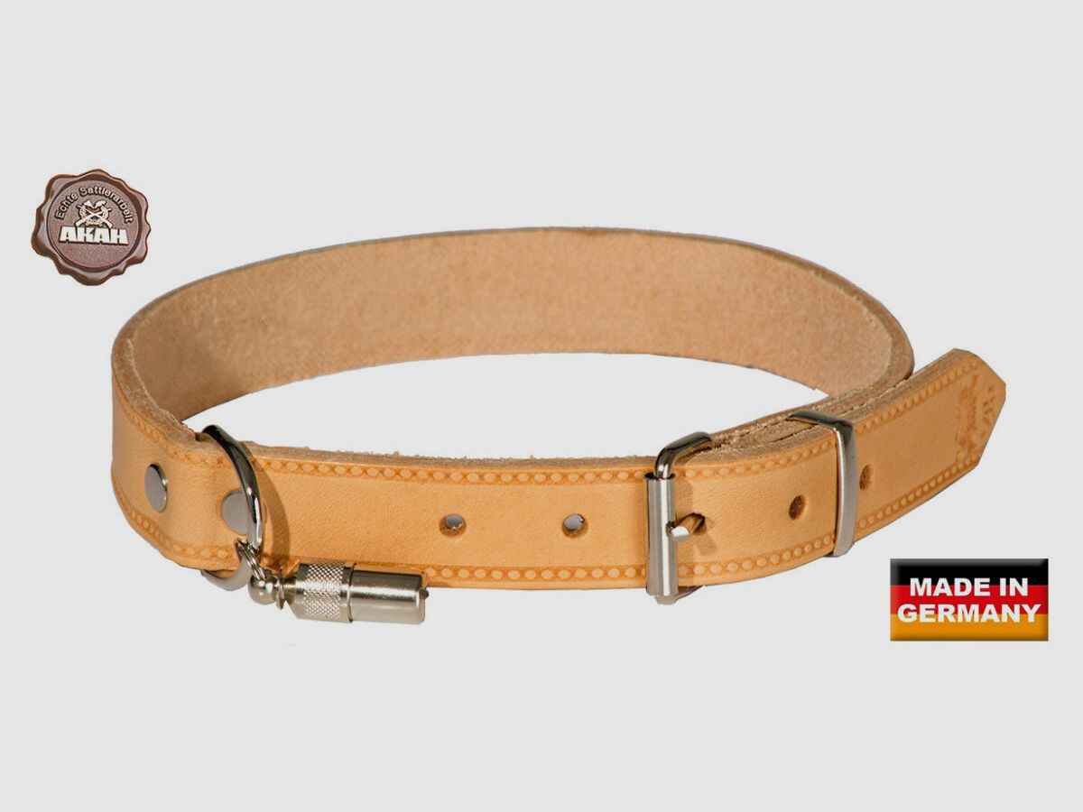AKAH Halsband genietet aus Fahlleder 35 cm