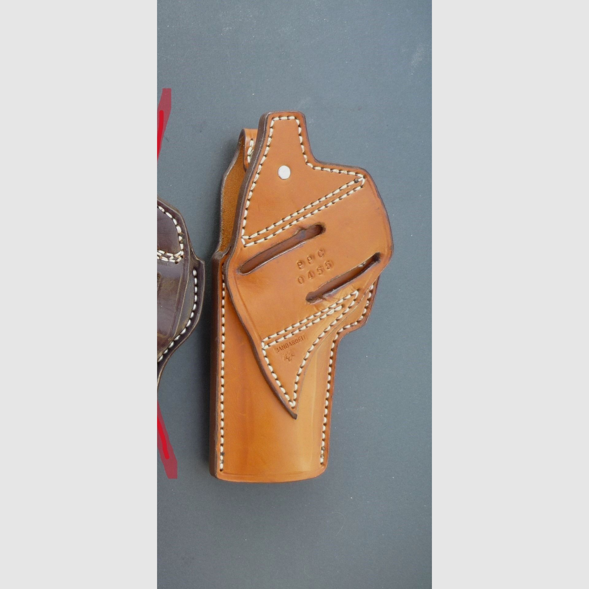 HKDesign Holster Art. Nr. 003 mit Teflon Kornschiene und Snapverschluß  für:  PPC 0455 -  für Rechtshänder