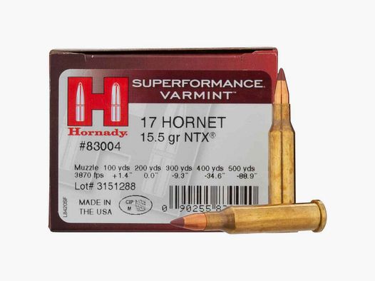 .17 Hornet NTX Sin plomo 1,0g/15,5grs. Hornady