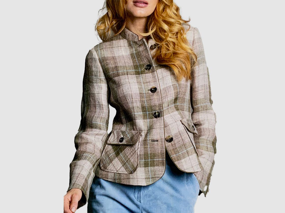 Habsburg Leinen Jacke Verena in Glencheck