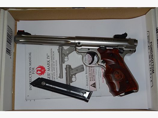 neuwertige KK-Pistole Ruger Mark IV stainless