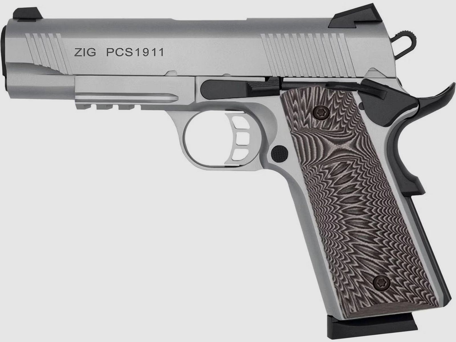Pistolet Tisas ZIG PCS 1911 Cal. .45ACP, Acier inoxydable, 8 Coups, Canon de 4,3"