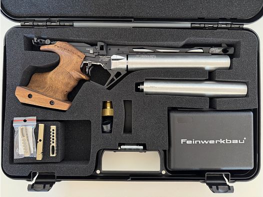 Feinwerkbau FWB P 85 luchtpistool (5-schots) - absoluut als nieuw! Grip S Rechts, 3 magazijnen, 2 patronen (aankoop 2025)