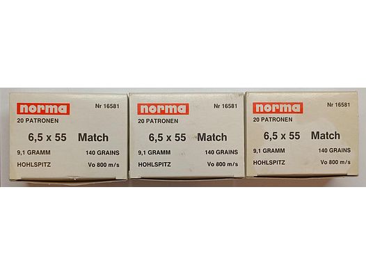 Norma Match 6,5×55 HP 140gr/9,1g *60 Schuss*