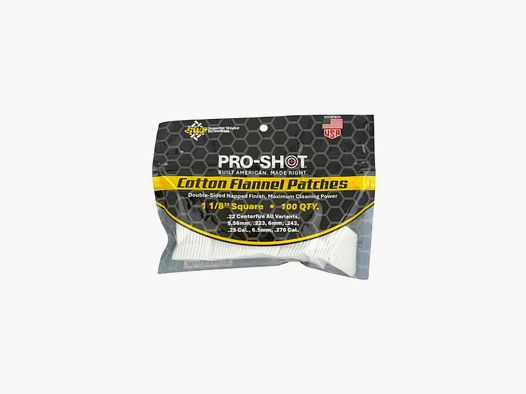 PRO SHOT 1 1/8" SQUARE COTTON PATCHES .22 - .270 CAL