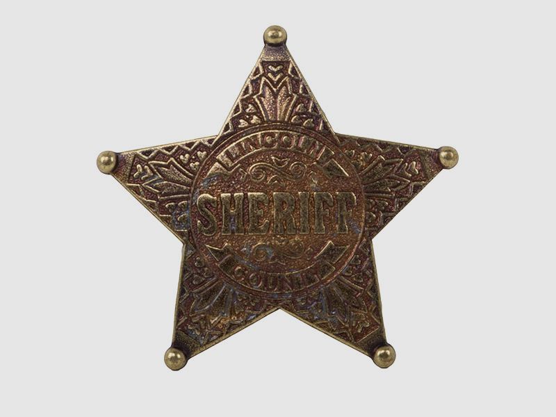 Sheriff Stern mit Kugelspitzen Metall MaĂźe 6,5 cm messing