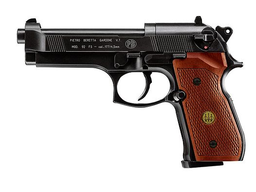 CO2 Pistole Beretta M 92 FS schwarz Holzgriffschalen Kaliber 4,5 mm (P18)