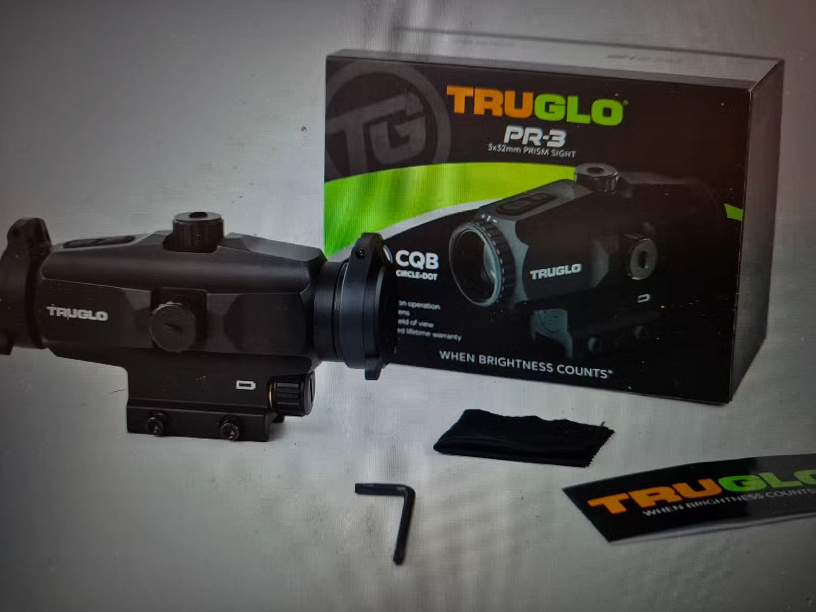Truglo Prisma pr3 3x32mm Jagd taktisches Gewehr Fernrohr beleuchtet 6 MOA absehen Rot Punkt Visier