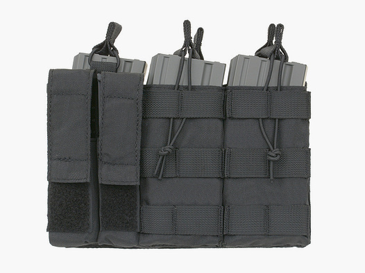 Triple 5.56 Mag/Pistol Pouch Panel (5 plus 2) - Black