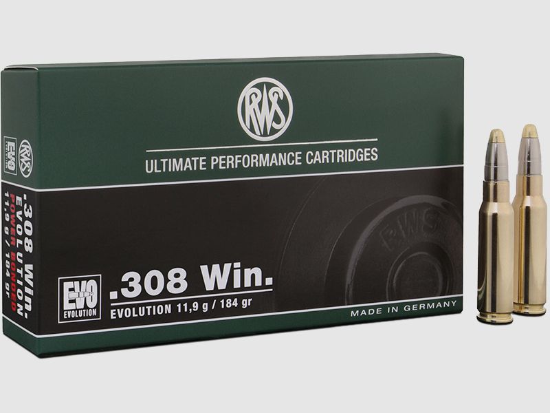 Büchsenpatronen RWS Evo .308 Win 11,9g,184gr !!!