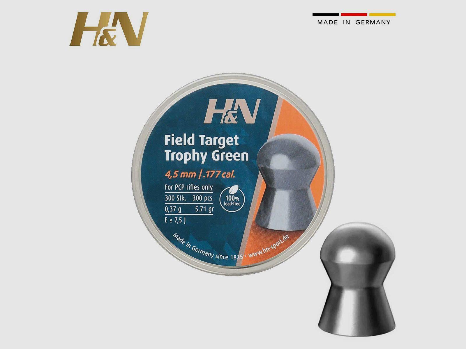 H&N Field Target Trophy Green 4,5 mm 0,37 Gramm Zinnlegierung