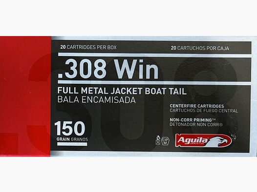 Aguila .308Win FMJBT 150grs - 500 shots