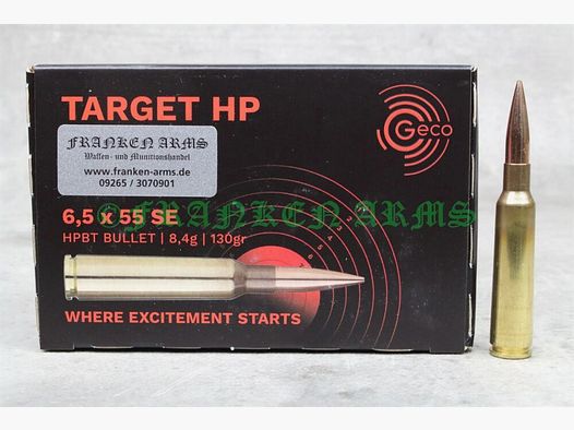 GECO Target HP 6,5x55 SE 130gr. 8,4g 50 pièces