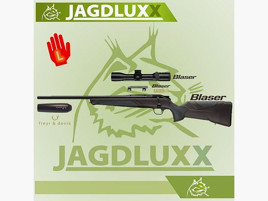 Blaser R8 Professional 2.0 negro-marrón arma para zurdos con Blaser B2 y silenciador freyr & devik