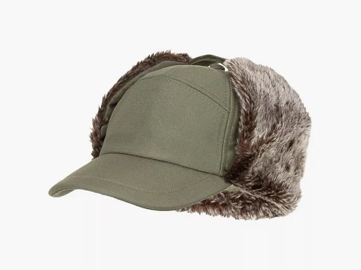 Winter Cap "Trapper" mit Kunstfell, Oliv