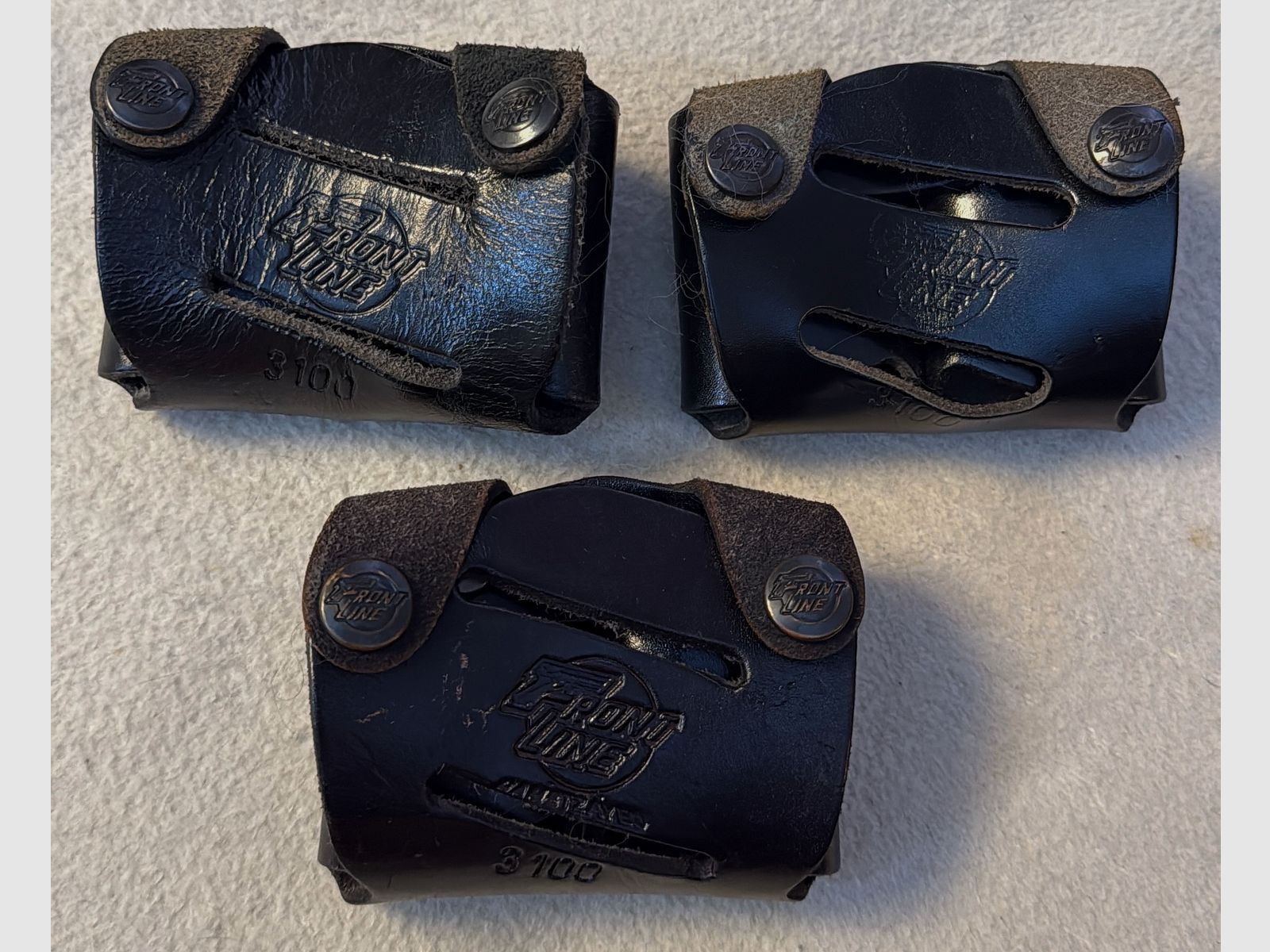 Front Line Doppelmagazintaschen, Leder, 3 Stück (davon 1 mit Magnet) für doppelreihige Magazine  