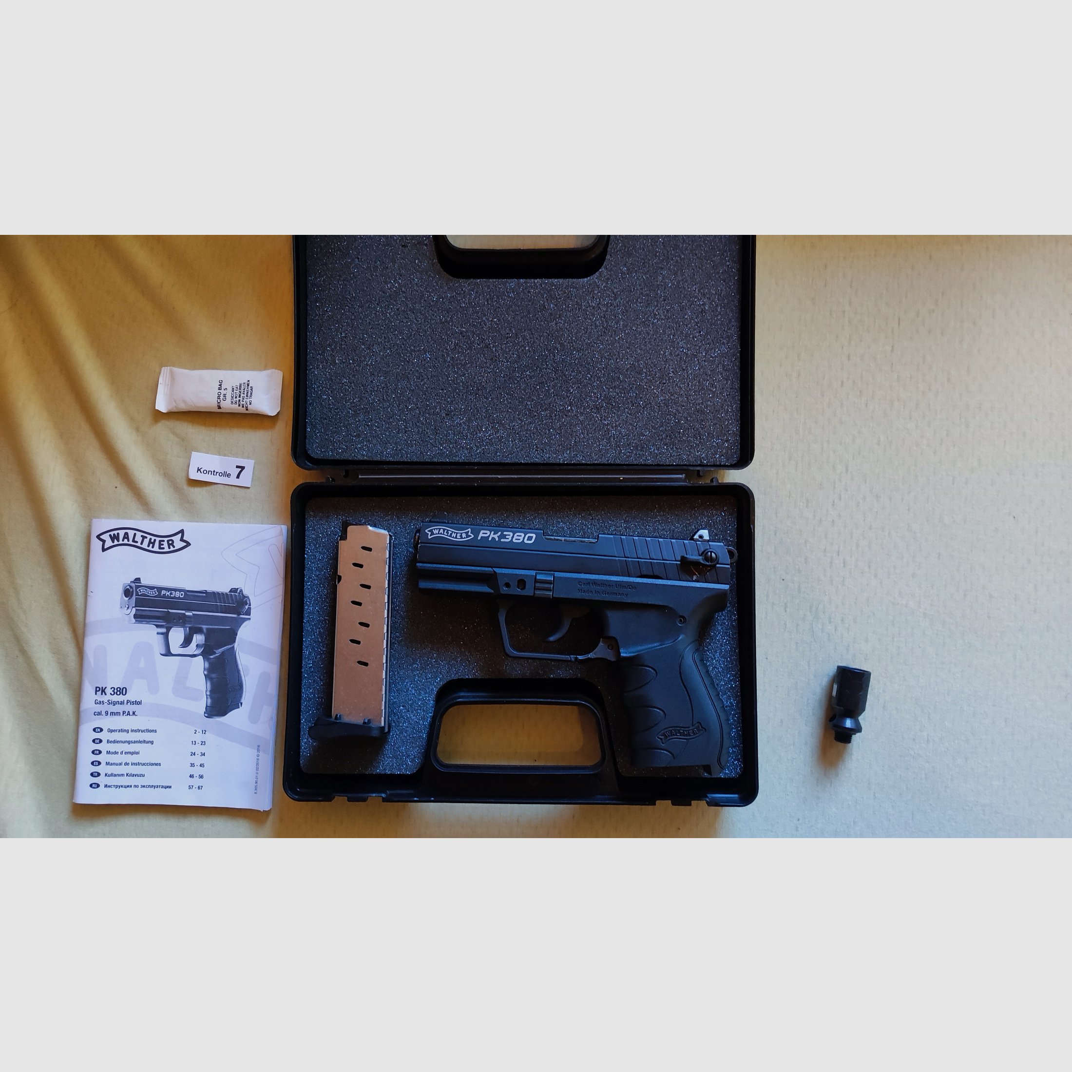 Walther PK 380 Stahlverschluss 9 mm PAK SRS Waffe