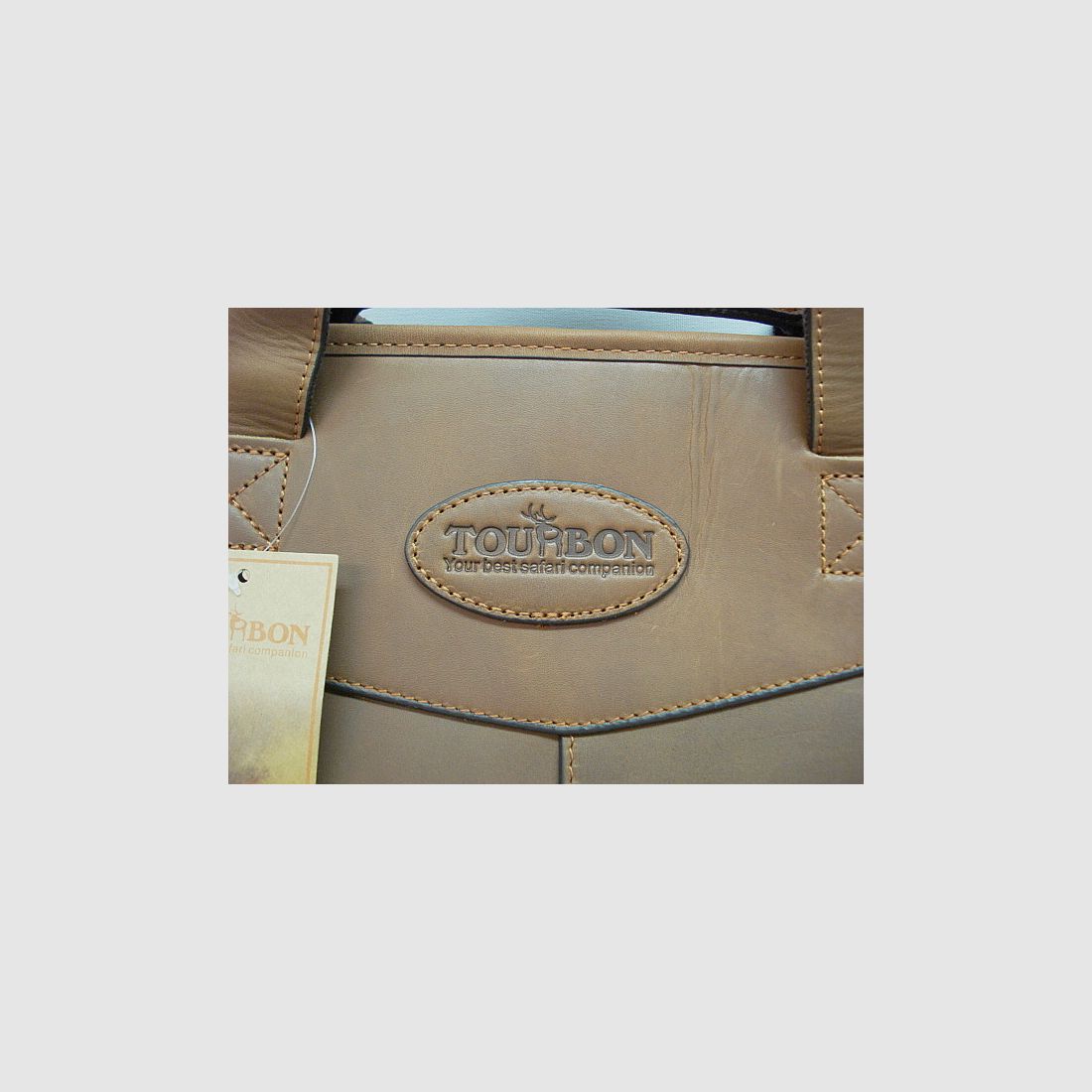 Tourbon z jasnej angielskiej skóry - 129 cm długości