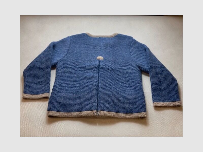 Kinder Strickjacke mit Falte Merinowolle in Blau/Beige, Bild 2 von 2