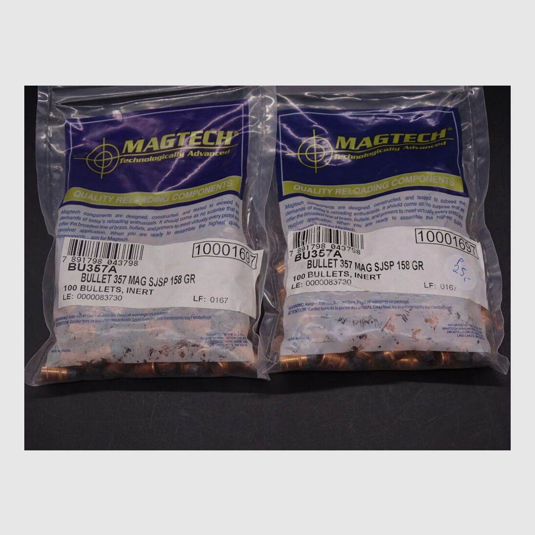 Magtech CBC 100 Geschosse .357 Mag SJSP 158gr 2x am Lager TM Geschosse