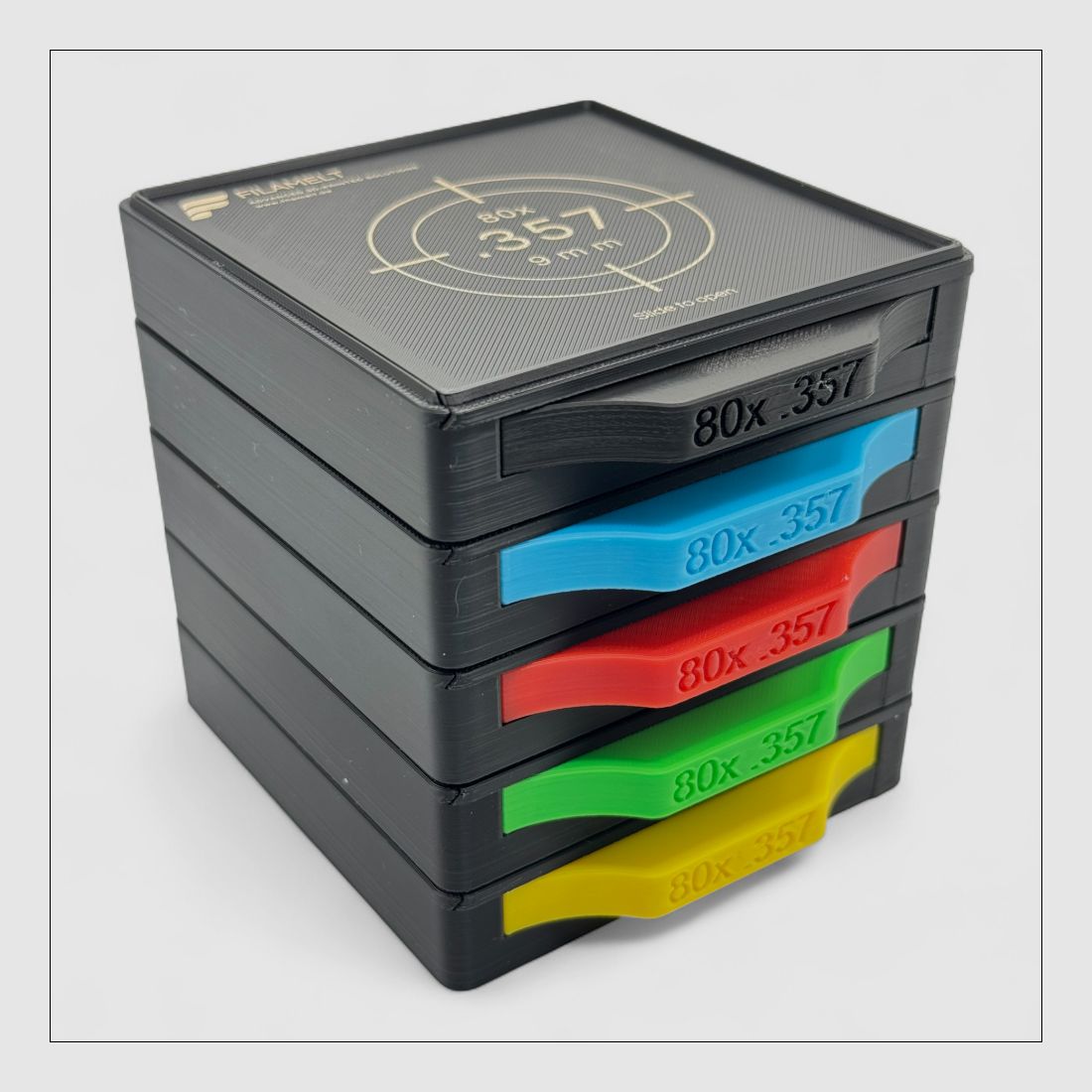 Diabolo-Box für 80x .357 / 9 mm – Praktisch, stapelbar, wiederverwendbar. Matchbox