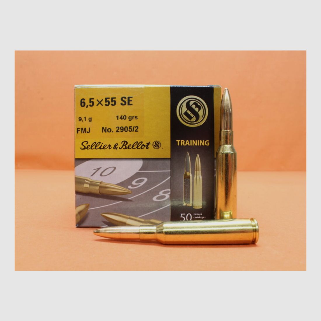 S&B/ Sellier&Bellot Patrone 6,5x55SE S&B/ Sellier&Bellot 140grs FMJ (2905/2) VE 50 Patronen/ 9,1g Vollmantel