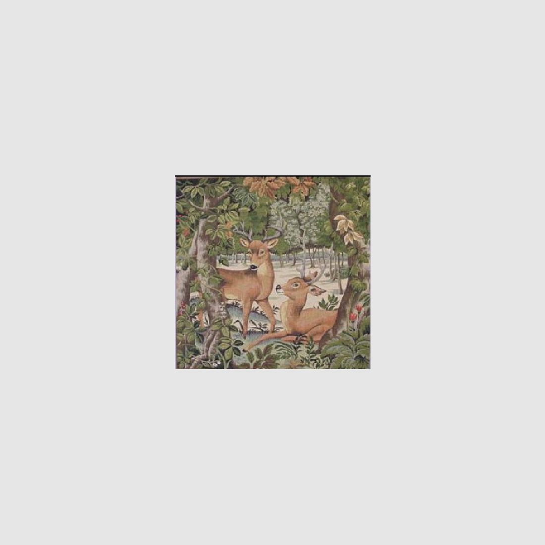 Gobelin gewebtes Kissen 45x45 cm Hirsche