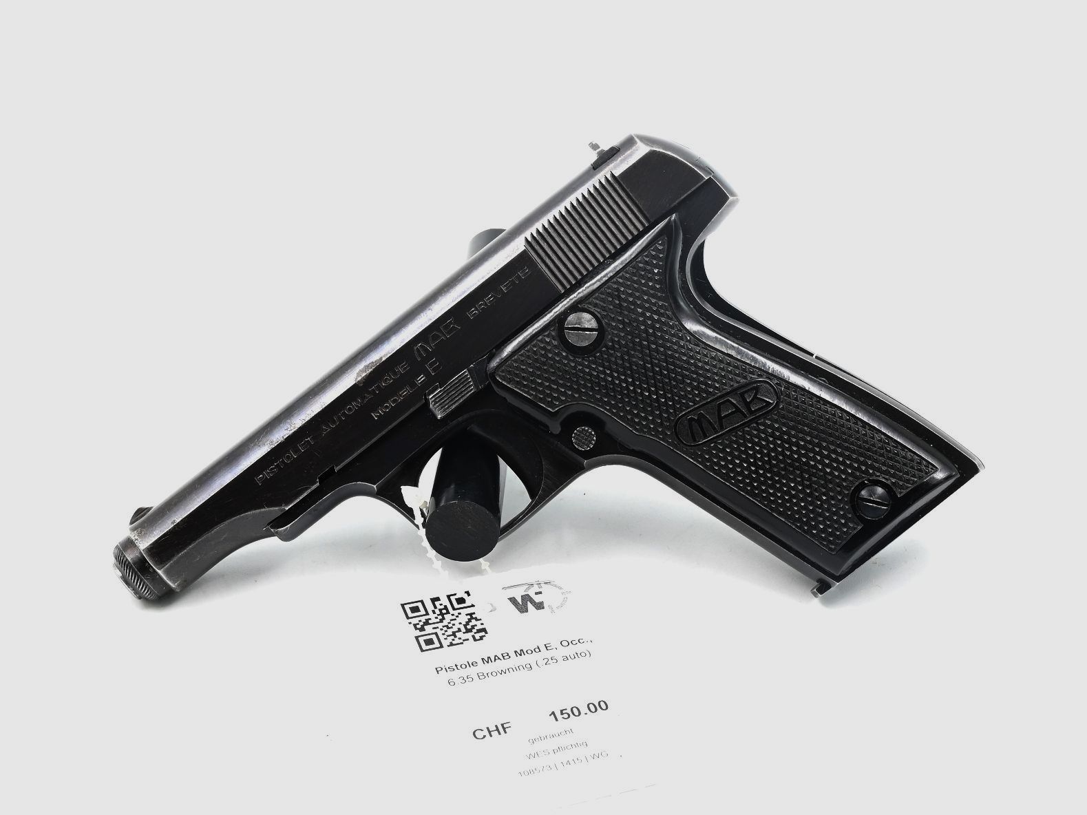 Pistole MAB Mod E, Occ., 6.35 Browning (.25 auto), Bild 1 von 2