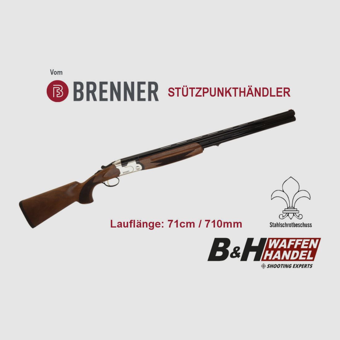 Brenner BF18 Silver (White) / BF 18 Silber LL 71cm Bockflinte - Stahlschrotbeschuss