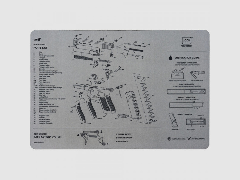 GLOCK WAFFENMATTE - GRAU - WAFFENABLAGE/-REINIGUNGSMATTE