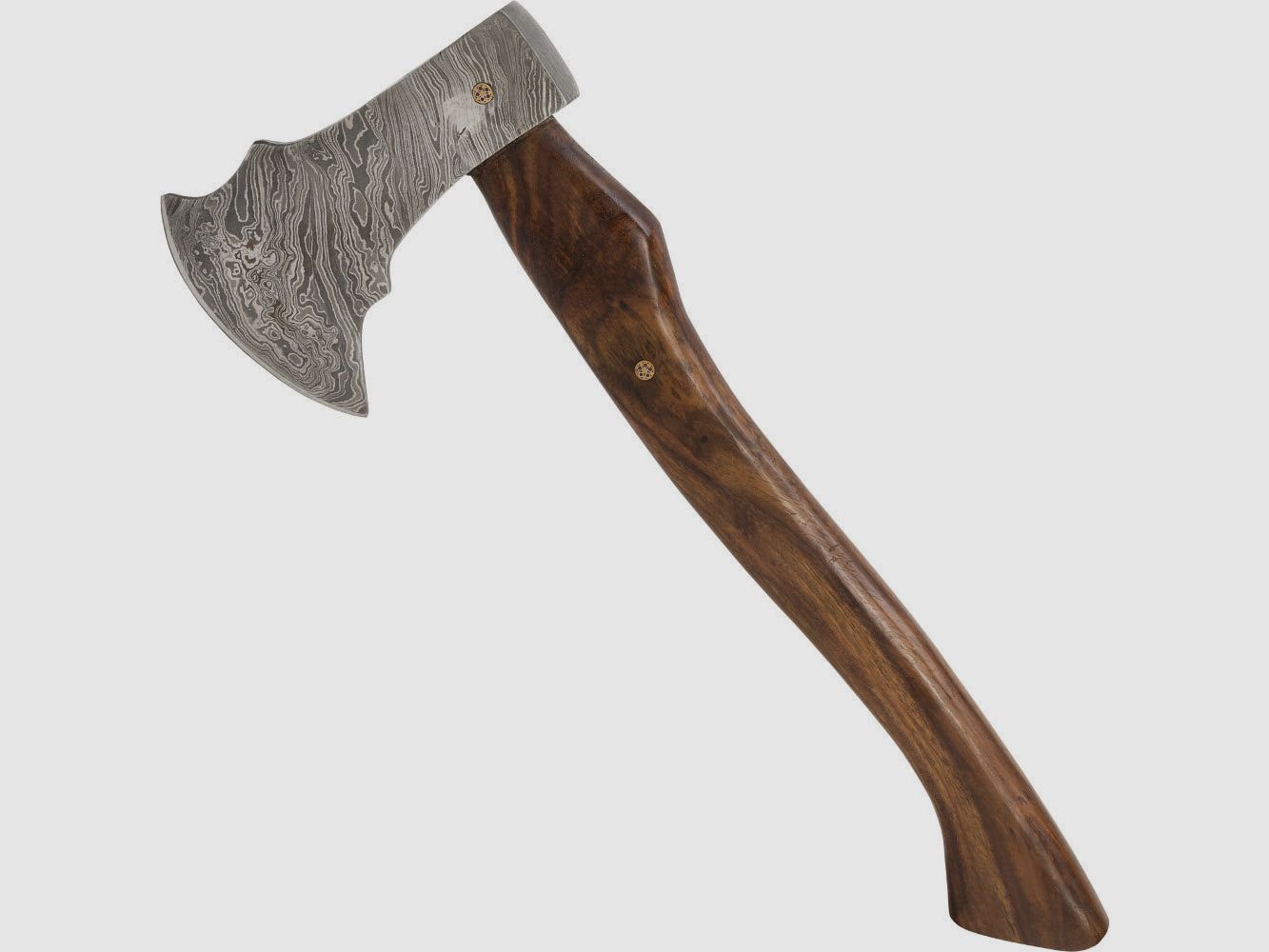 Axe made of Damascus steel with forged axe blade