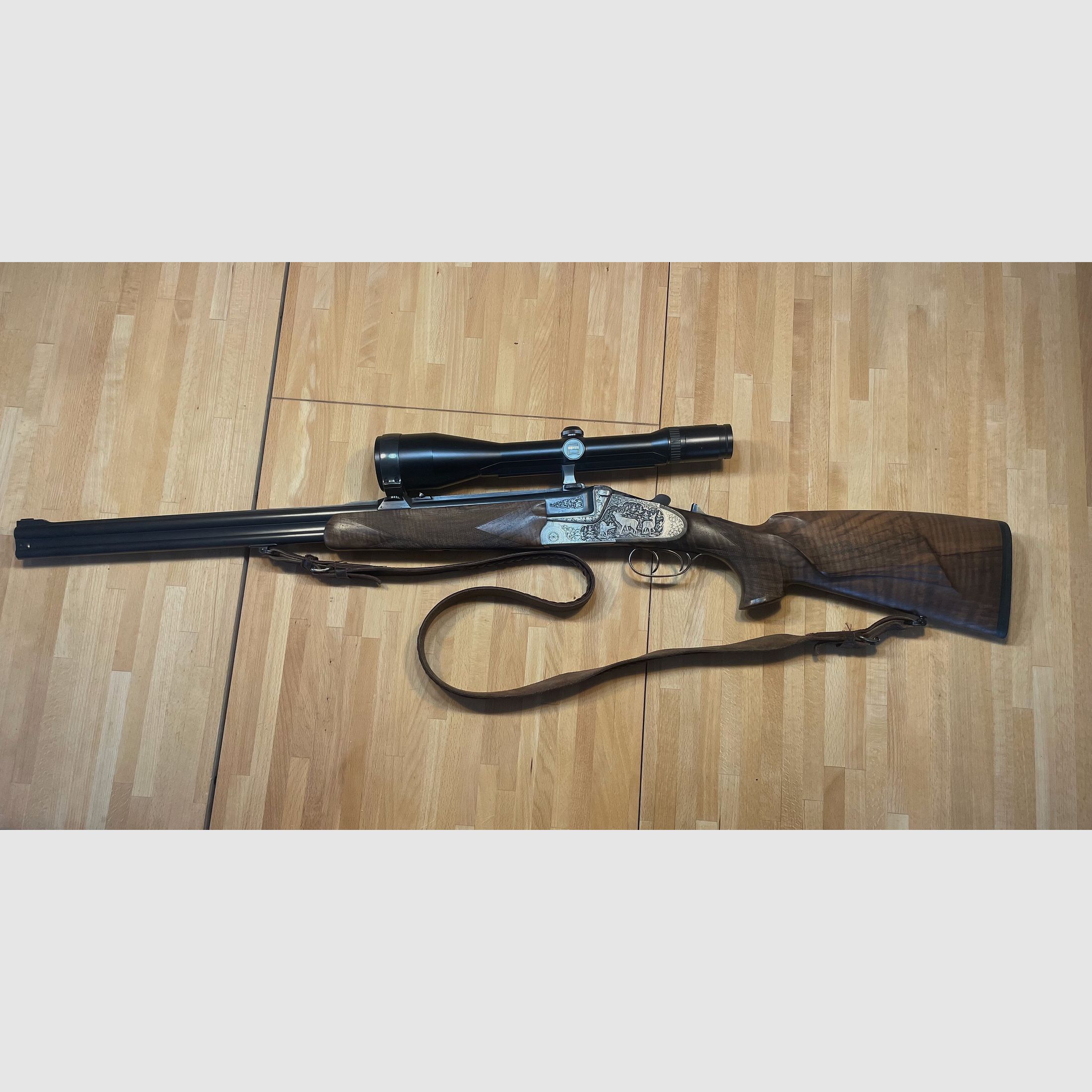 Heym Bockdrilling calibre 9,3 x 74 R, 5,6 x 52 R, 20/76 con Zeiss Diavari-ZM 3-12x56 T*